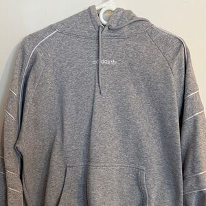 adidas Gray Hoodie with White Logo and Piping